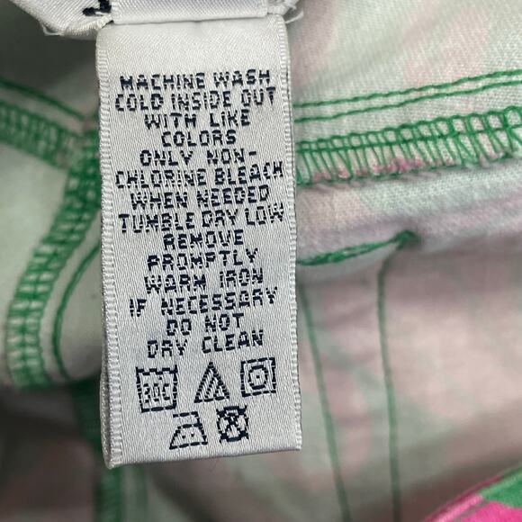 Lilly Pulitzer Rare Vintage Where's The Reef  Pink Green Jeans Sz 4 Flare - Picture 8 of 10